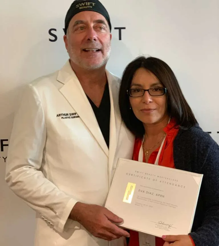 Eva Díaz during her training with Dr. Arthur Swift